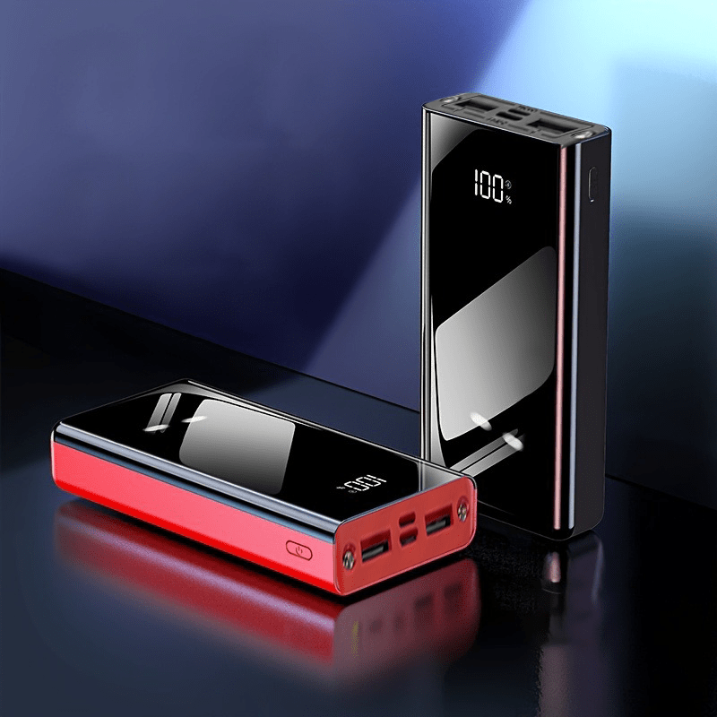 TEMU Batterie Externe Grande Capacité 50000Mah, Écran Numérique LED, Fonction d'Éclairage, Multiples Ports (Type-C, Micro, USB), Chargeur d'Urgence