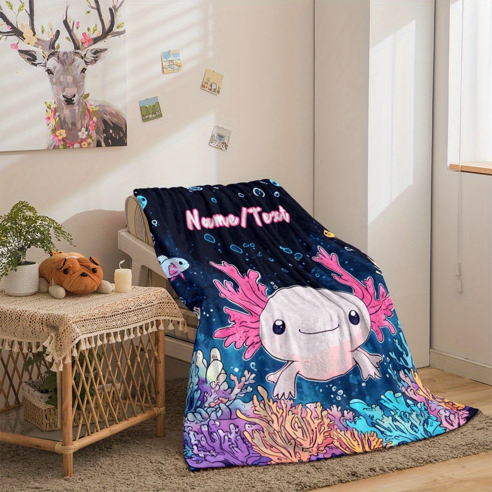 TEMU Couverture Personnalisée avec Nom - Adorable Design de Sous-Marine, Flanelle Douce & , Légère & Chaude, Parfaite pour Canapés, Lits, Camping et
