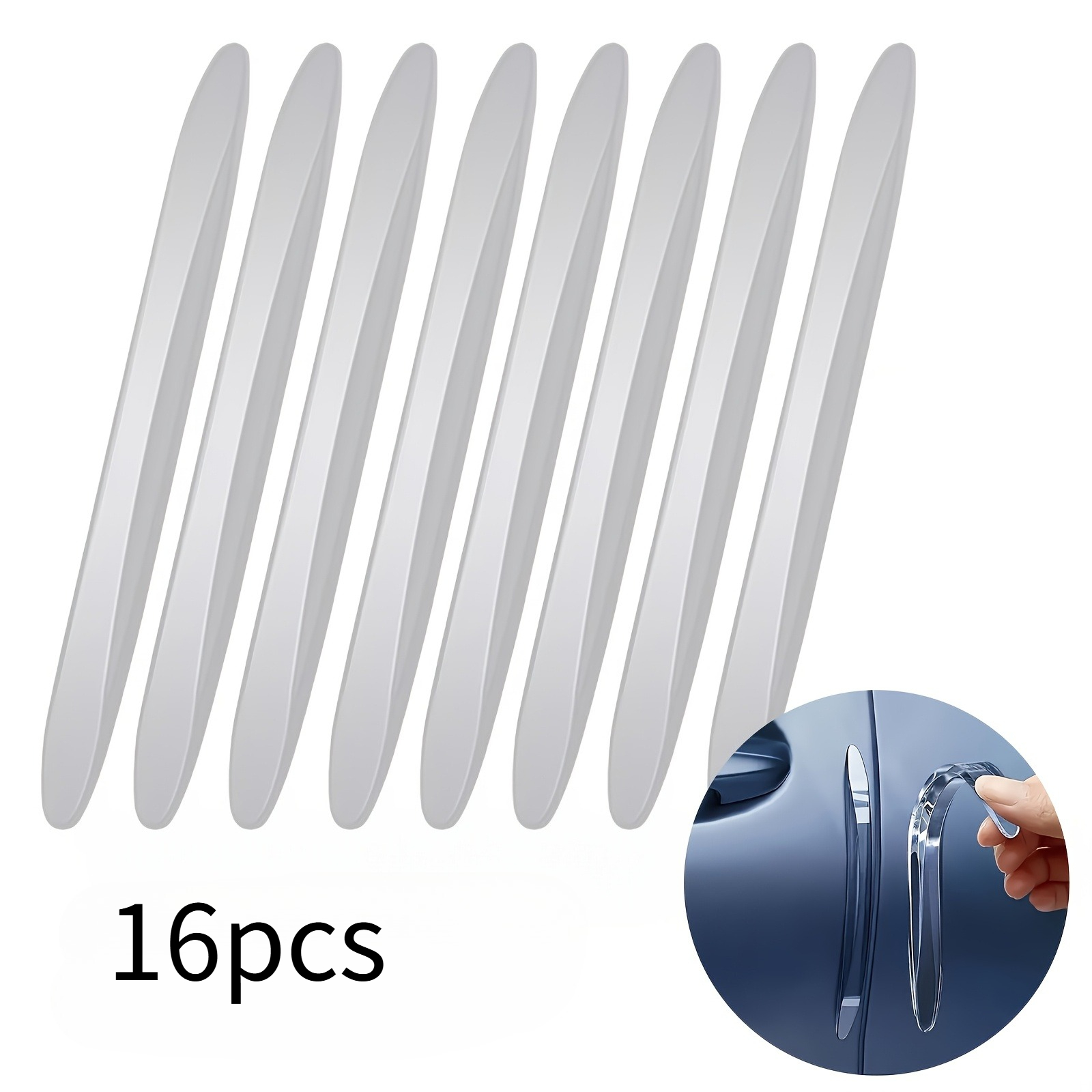 Image of 16pcs Of Invisible Car Door Bumper Strips, For Protecting Car Door Edges From And Scratches, Along With Rearview Mirror Protective Stickers