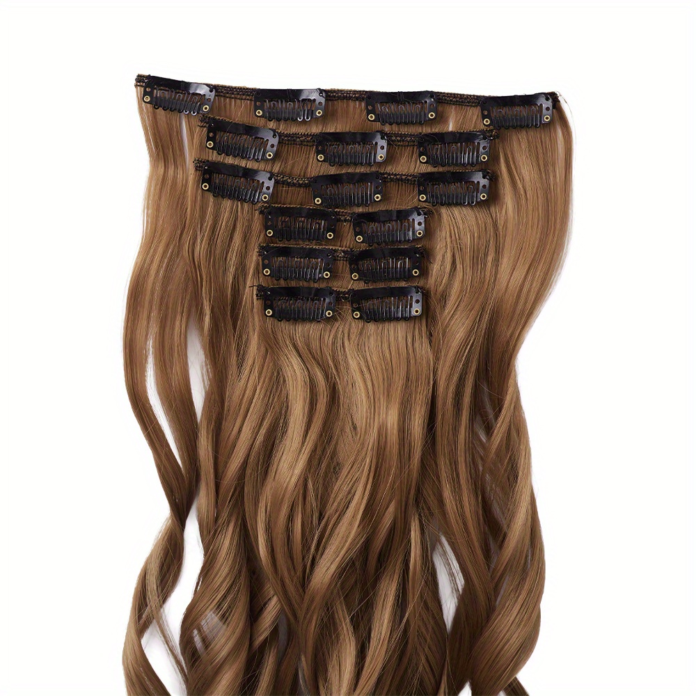 removable hair topper hair topper for women hair extensions clip in 6pcs 7pcs brown hair extension long wavy   clip in hair extension hair pieces for women blonde hair topper wig tools details 4