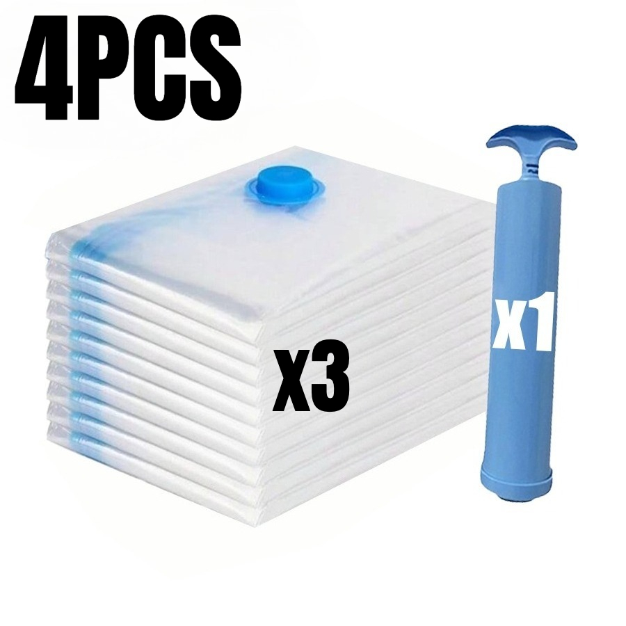 Image of 14/4pcs Compression Vacuum Storage Bags With Hand Pump. Sizes Of Compression Bags. Special Sealed Bags For Organizing Clothes In Wardrobes And Packing Travel Clothes