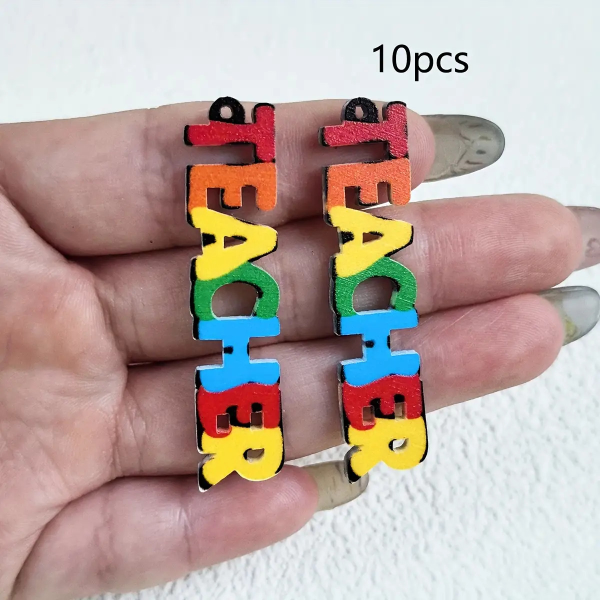 TEMU 10 Acrylic Letter Charms, Suitable For Back-to-school Teacher's Day, Double-sided Printing, Ideal For Diy Earrings, Necklaces, And Pendant