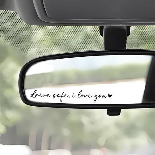 1pc i love you mirror sticker durable plastic waterproof coating sticker for car rearview mirror safety reminder and decorative car accessory