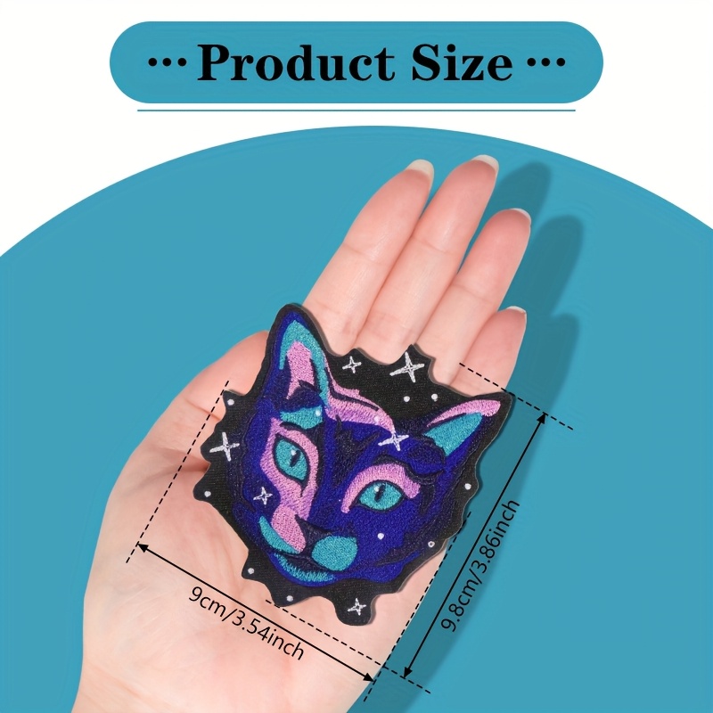TEMU 2d Flat 1pc Galaxy Cat Embroidery Patch, With Iron-on Backing, Sewn/ironed On, Suitable For Clothing And Accessories, Hats, Shoes, Bags, And Diy