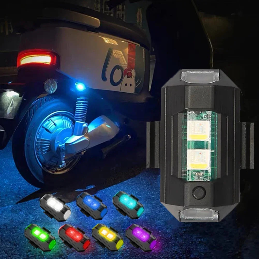 2 buc. Lumină de navigație universală LED pentru croazieră, lumină anti-coliziune în formă de pătrat, lumină LED reîncărcabilă pentru motocicletă, dronă, camion, scuter electric