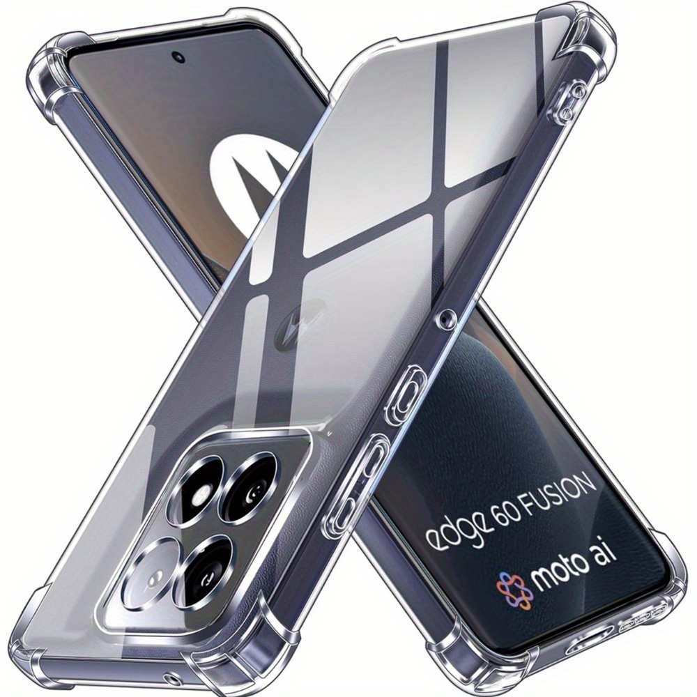 TEMU Phone Case: Case For Moto 60 Transparent Protection With Corner Bumper Cushion Cover Shell Coque