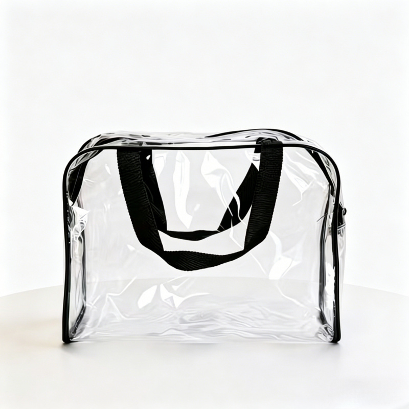 TEMU 1pc Heavy-duty Transparent Storage Bag With Zip Closure & -in Handles - Rectangular Reusable Suitcase Suitable For Travel, Clothes,, Groceries,