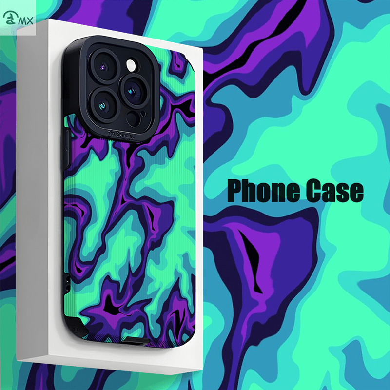 TEMU Phone Case - Abstract Purple And Teal Marble Texture Suitable For Iphone16, 16plus, 16pro, 16promax, Iphone 15, 15plus, 15pro, 15promax, 14,