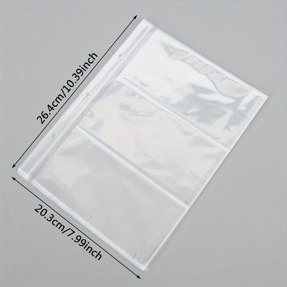 10pcs Transparent 3-page Coin & Commemorative Banknote Collecting Albums With Snap Closure - Rectangular Shape, Durable Plastic Sleeves For Secure Storage , Coin Collection Storage