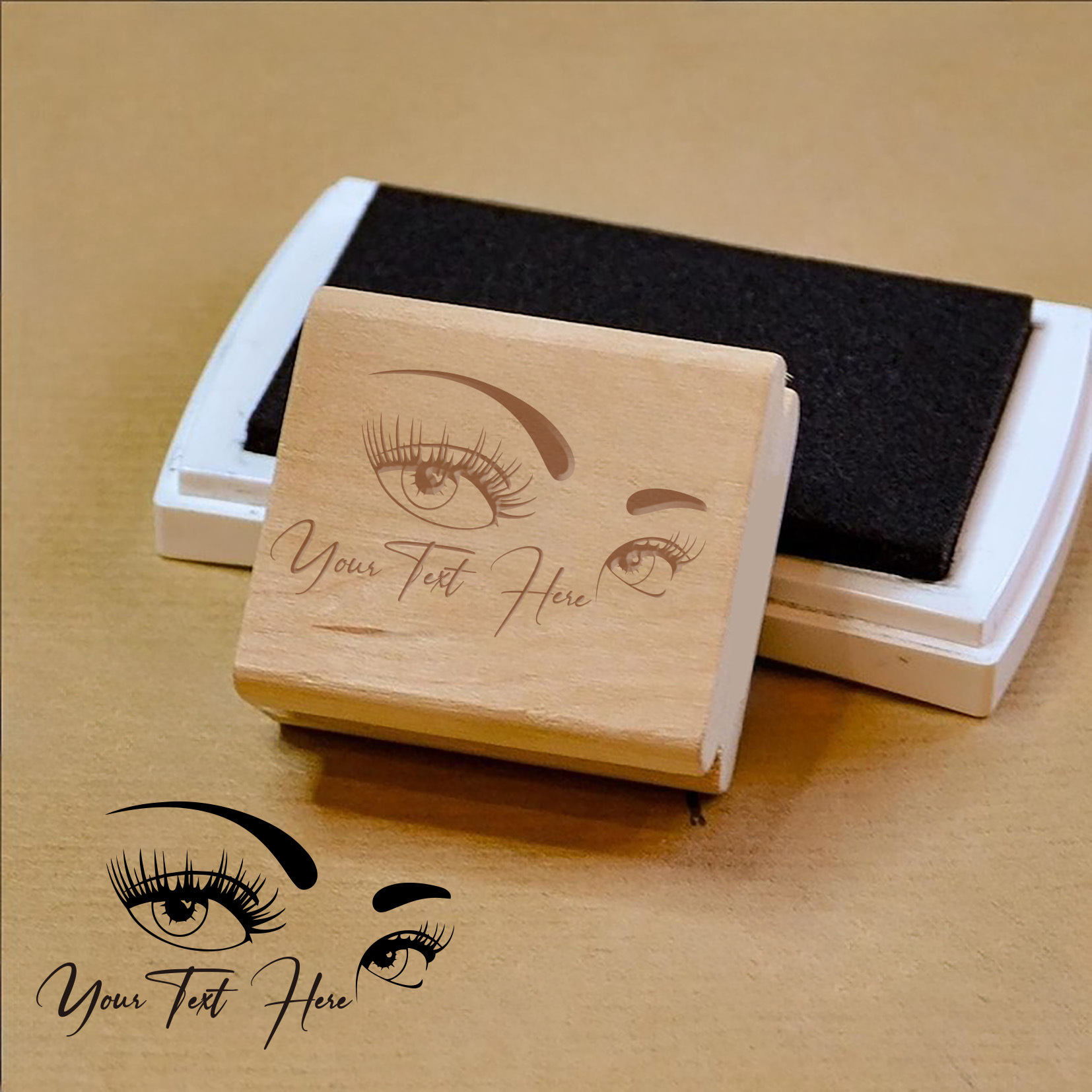 Customized Wooden Rubber Stamp with Beauty Theme