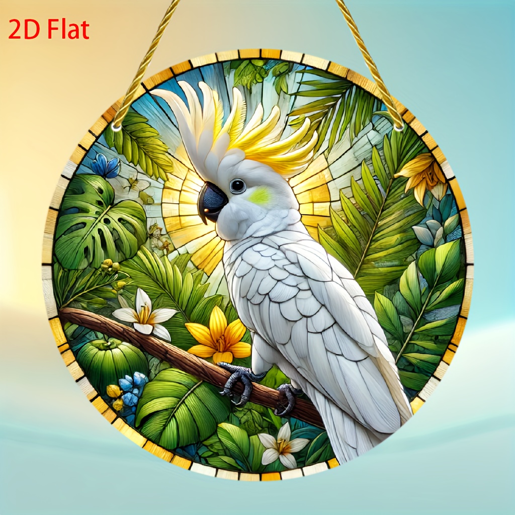 TEMU 2d Flat, [jit][jit]2d Flat Acrylic 1pc. Sulphur- , Suncatcher Stained Glass Decorative Sign, Window Hanging Sign, Round Acrylic Art Sign, Yard