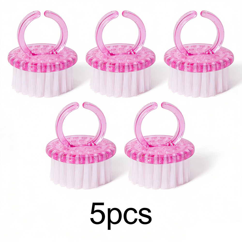 TEMU Set Of 5 Portable Ring-shaped Brushes For Cleaning Nails, Ideal For Manicure And Pedicure, Designed To Dust. Plastic Brushes Are Essential Salon