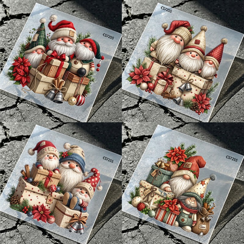TEMU Juego de 1 de 4 pegatinas de transferencia decorativas de Navidad, pegatinas de transferencia de cristal, lindo, pegatinas para diario