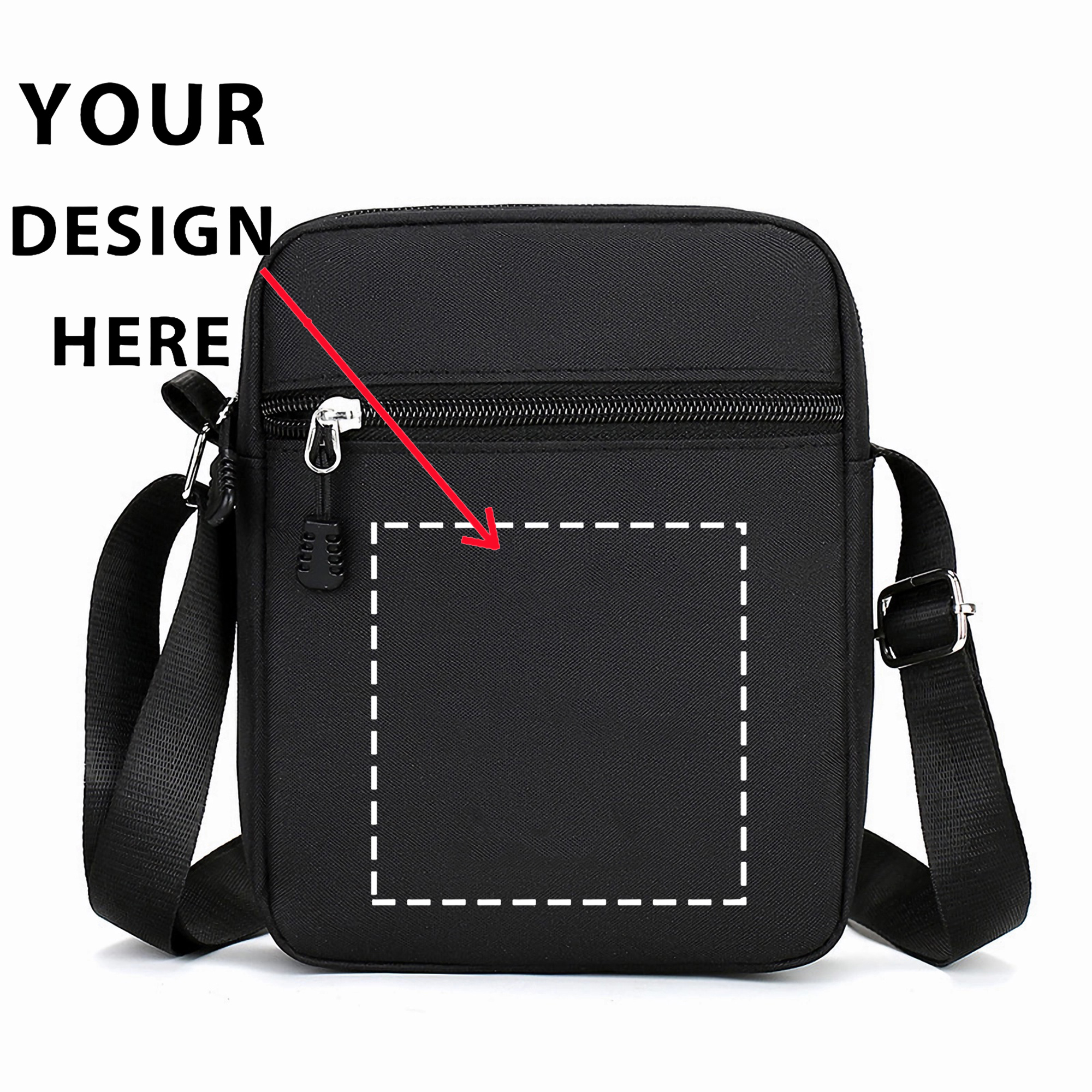 Image of Customizable Black Mini Oxford Crossbody Bag With Adjustable Strap – Stylish Animal Print And Personalized Text Design, Lightweight And Foldable For Daily Commuting Or Casual