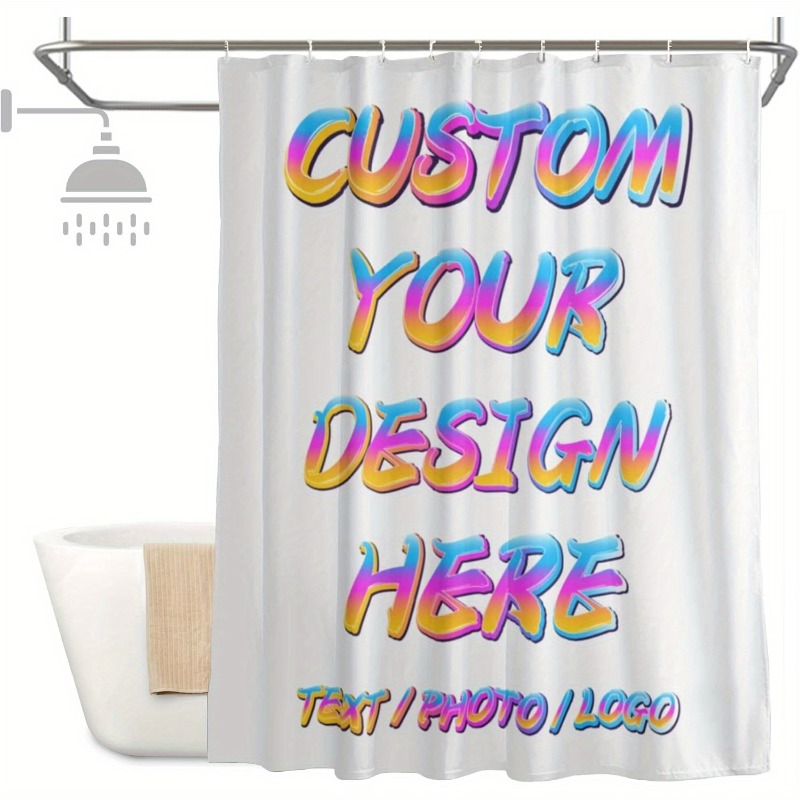 TEMU Custom Picture Shower Curtain Bathroom Shower Privacy Screen Personalized Photo Commemorative Gift Creative Individualized Decor Shower Curtain