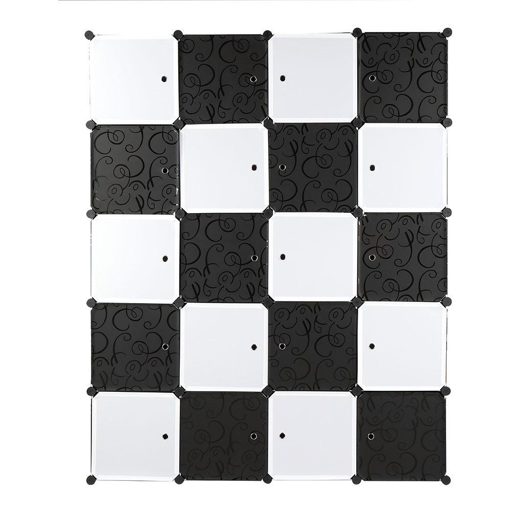 Portable Wardrobe Closet Storage Organizer, Organizer Stackable Plastic Cube Storage Shelves Design Multifunctional Modular Closet Cabinet With Hanging Rod Black And White, Portable Closets