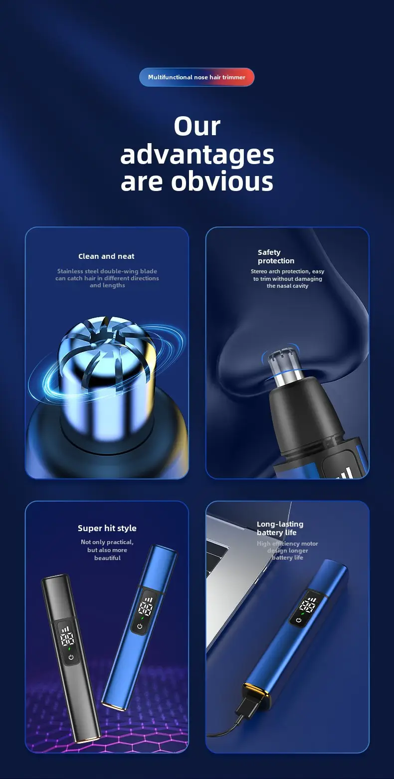 multi functional intelligent nose hair trimmer suitable for   men and women no dead corners in trimming   for hair     Product details 1