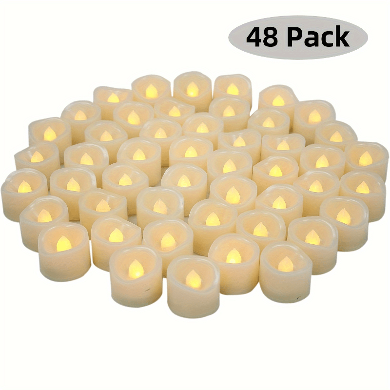 TEMU 48pcs Warm White/yellow Led Electric Pretending Candle For Halloween Party Wedding Christmas Decor - Realistic Table Core Ornament With