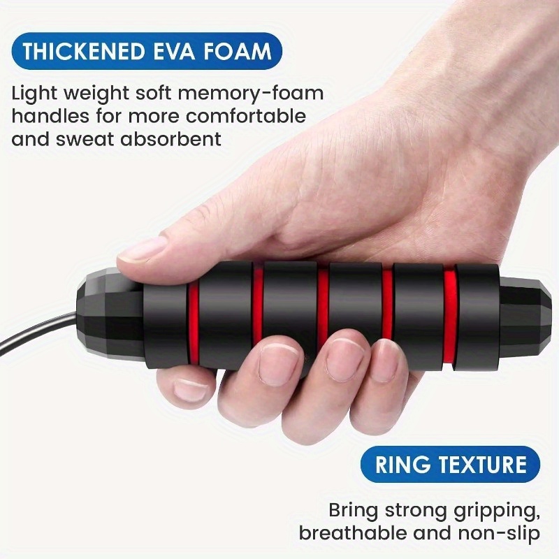 Adjustable, Anti-Slip Handle Jump Rope with Smooth Bearing Steel Wire - Ideal for Home Fitness Training, Burning & Shaping, Includes Extra Ankle Straps & Wrist Support