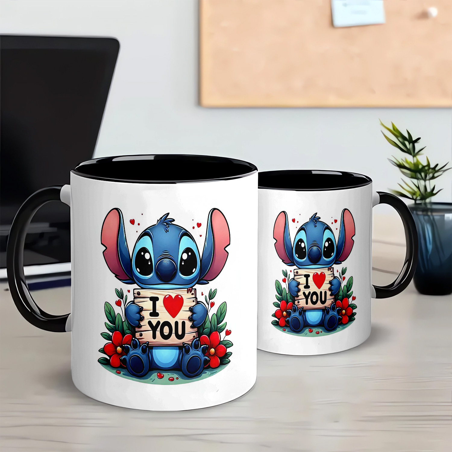 1pc 11oz ceramic coffee mug, porcelain drinking cup, Disney stitch series theme, lovely cartoon designs, a good choice as gift for friends and lovers.festival gifts, birthday gifts