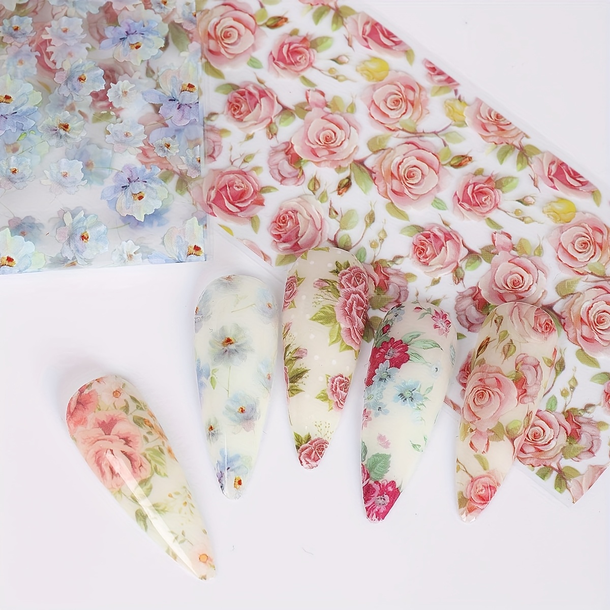 10pcs Pack Rose Flower Nail Foil Transfer Stickers