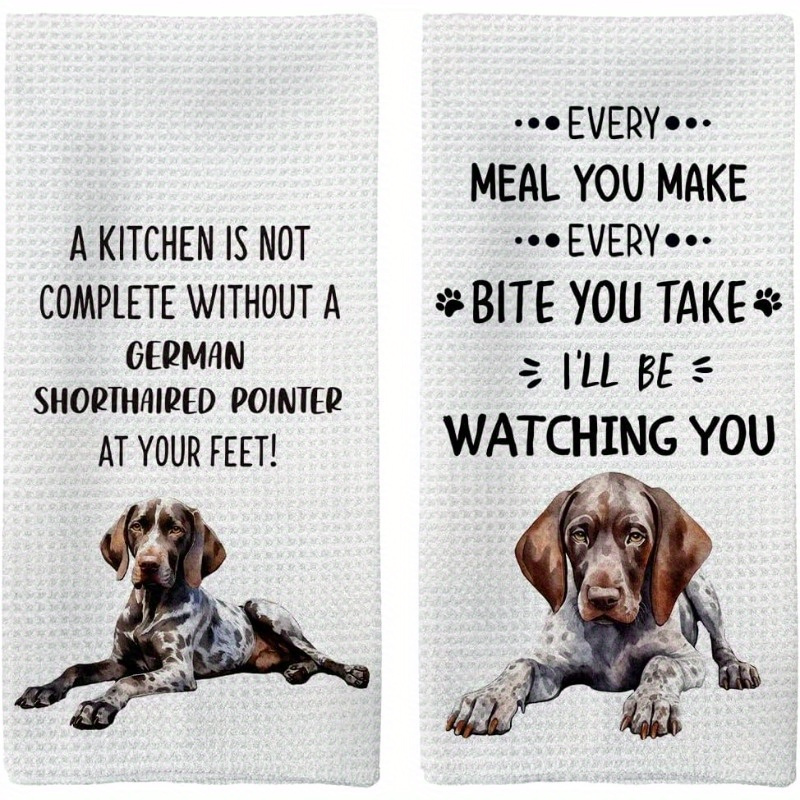 

2pcs German Shorthaired Pointer Kitchen Towels - Super Soft, Machine Washable Polyester Dishcloths & Tea Towels For Home Decor