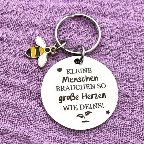 bezaubernder lehrer-erhaltungsschlüsselanhänger - inspirierende zitat mit bienen- und herz-design, für valentinstag, weihnachten, thanksgiving - langlebiges edelstahl, ideal für mitarbeiter, dekorationen