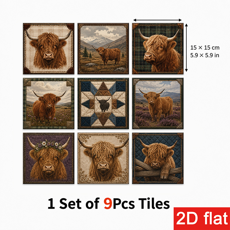 TEMU 2d Flat 9pcs 15x15cm (5.9x5.9in) Slate Tile Stickers Stylish - Rustic Design For Kitchen Backsplash & Coffee Corner. Peel And Stick Wall Tiles