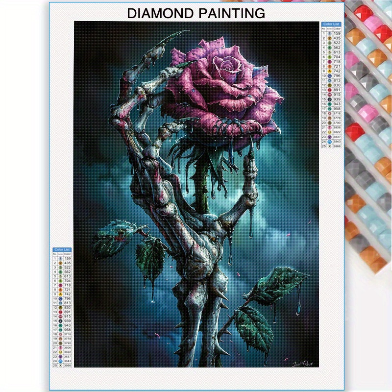 TEMU 5d Full Diamond Diamond Painting Kit With Full Tools, 30*40cm/ 11.8*15.8in, Floral Pattern, Oil Painting Canvas, Bedroom Living Room Decoration,