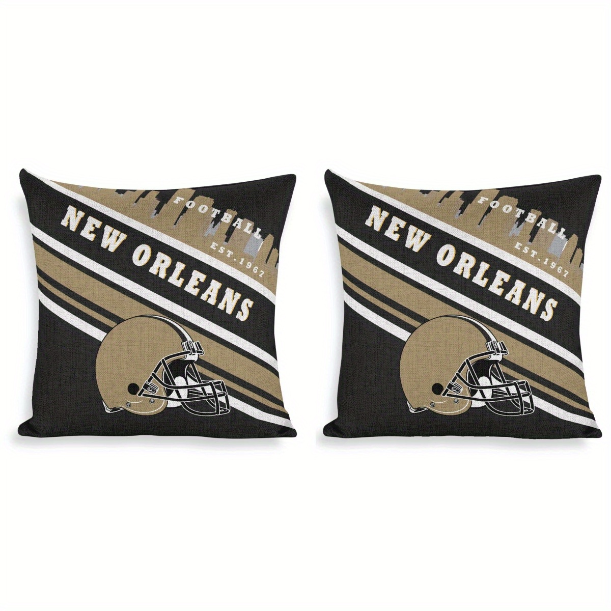 

2pcs New Orleans Football Throwing Pillowcase - Personalized For Living Room And Bedroom, Polyester Knitted (pack Of 2)