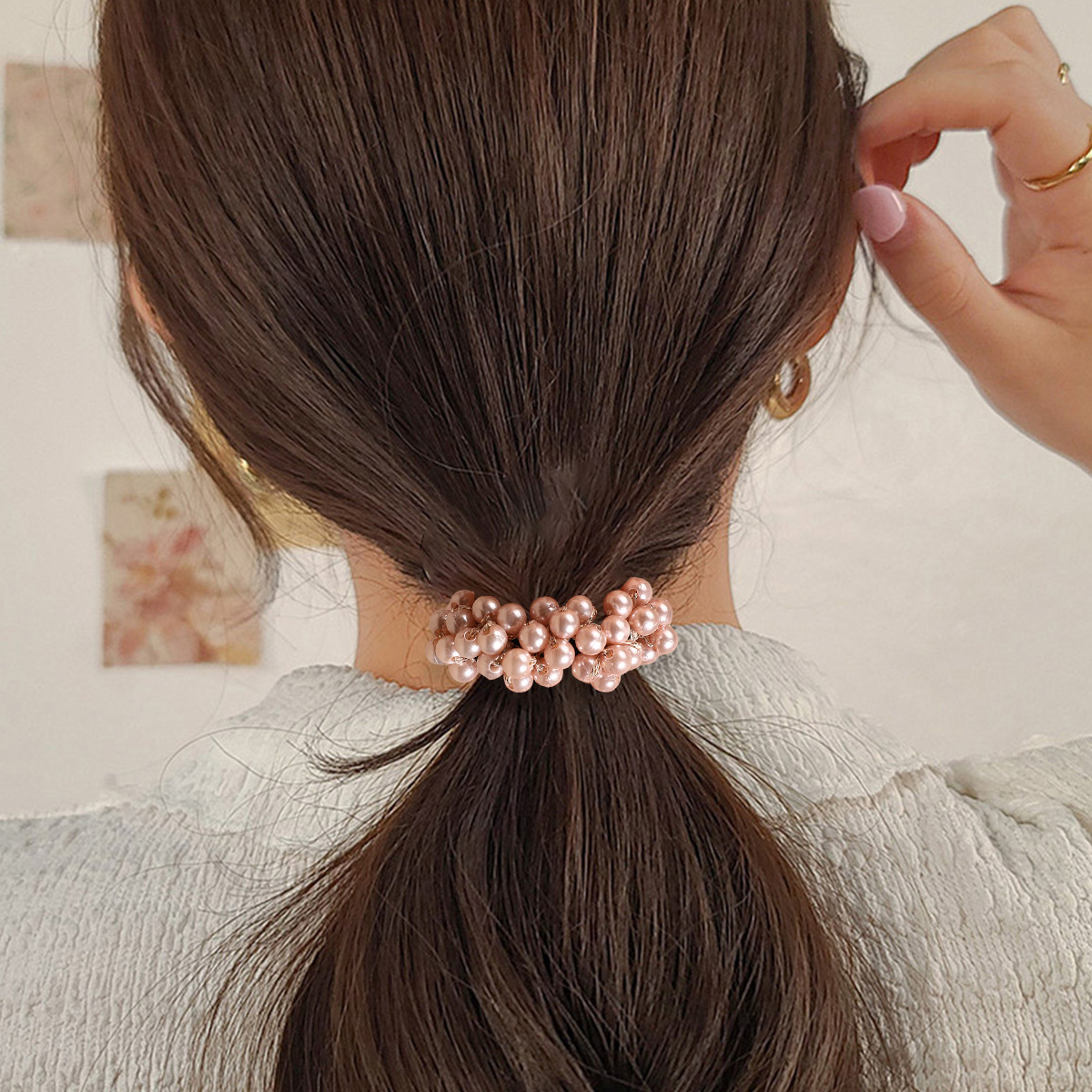 6pcs Pearl Hair Ties Elastic Hair Bands