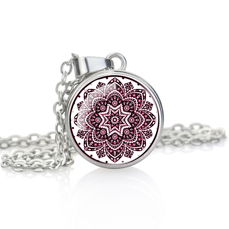 Elegant Single-Sided Button Glass Cabochon Pendant Necklace