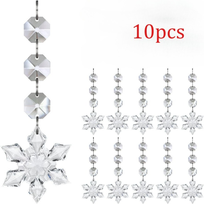 10pcs Christmas Snowflake Ornaments Acrylic Decorative Charms For Wedding Venue Decor