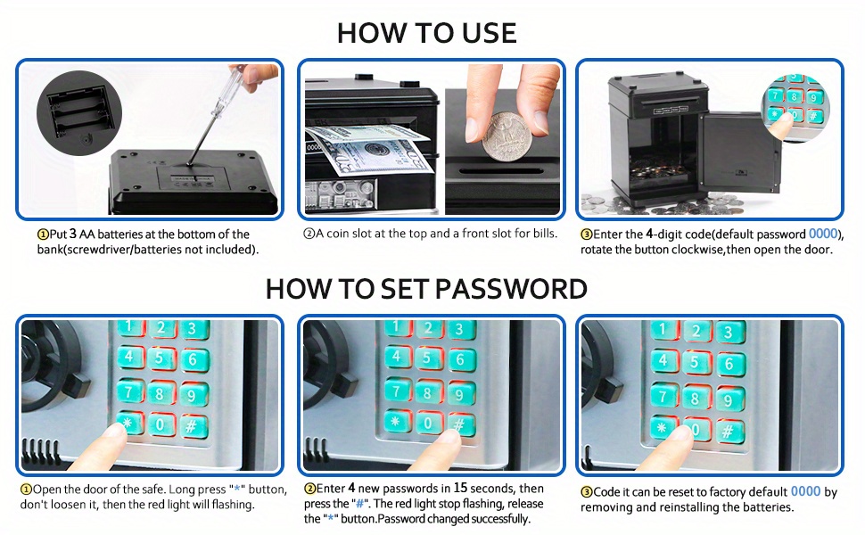 1 Piggy Bank, Large Electronic Piggy Bank With Protection, Suitable For Girls And Boys, Piggy Bank Cash Coin Bank ATM Bank, For Halloween, Christmas Gifts