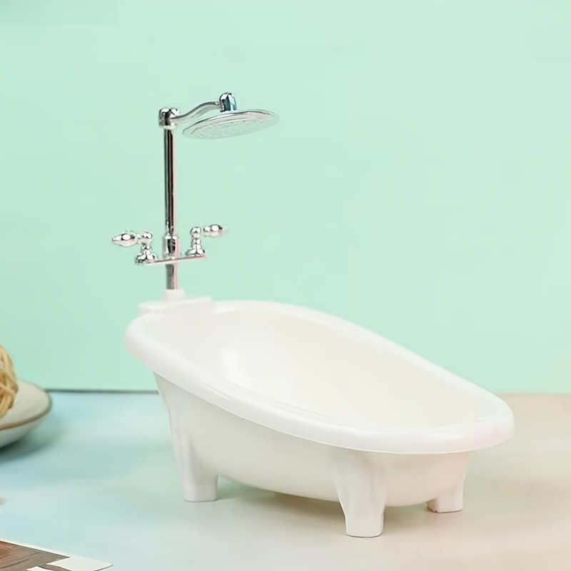 Miniatur-Badewannen-Deko, Kreative * Miniatur-Badewannen-Deko, Miniatur-Badewannen-Modell mit Wasserhahn Duschkopf, 2 Farben erhältlich, Schwarz/Weiß, Badewannen-förmige Deko * für Modelle