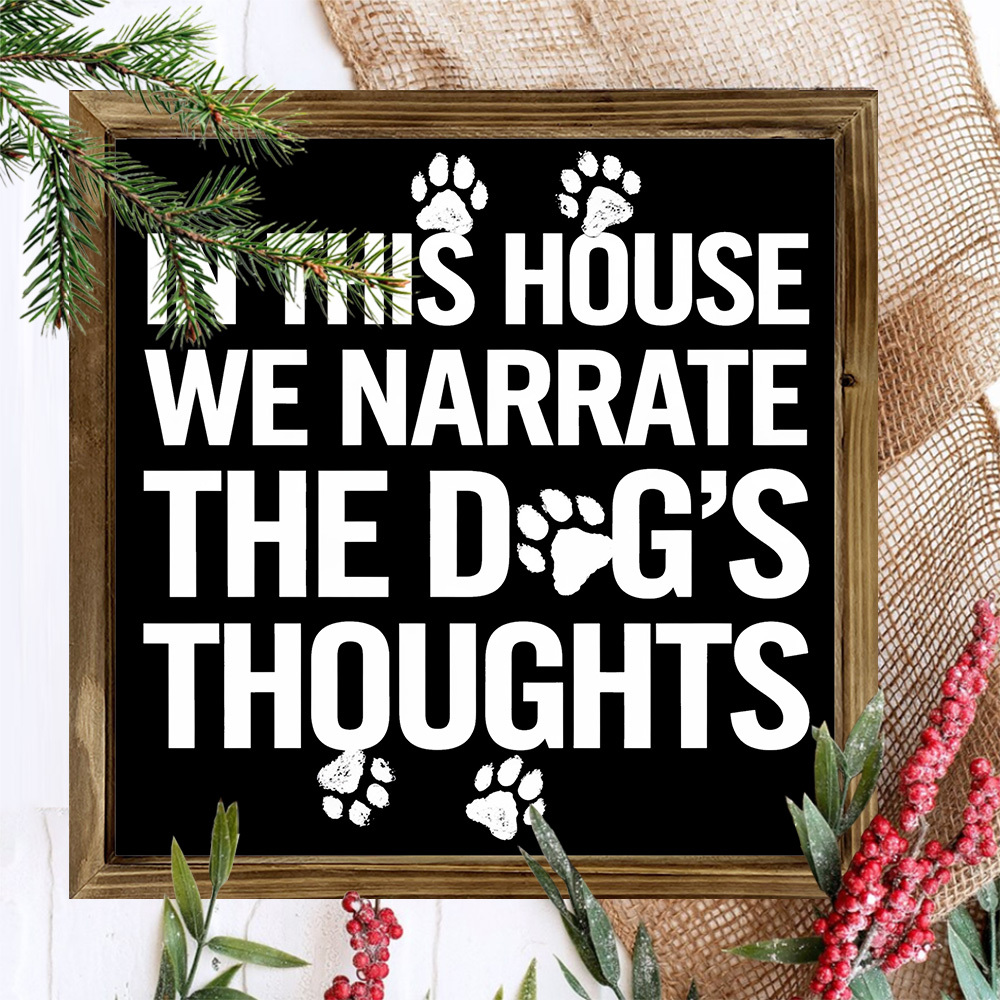 TEMU 2d Flat, 1pc, Rustic 'in This House We The Dog's ' Wooden Frame Sign 8x8 Inch, Dog Lover Signs, Humorous Pet Decorative Sign With Frame Wall Art