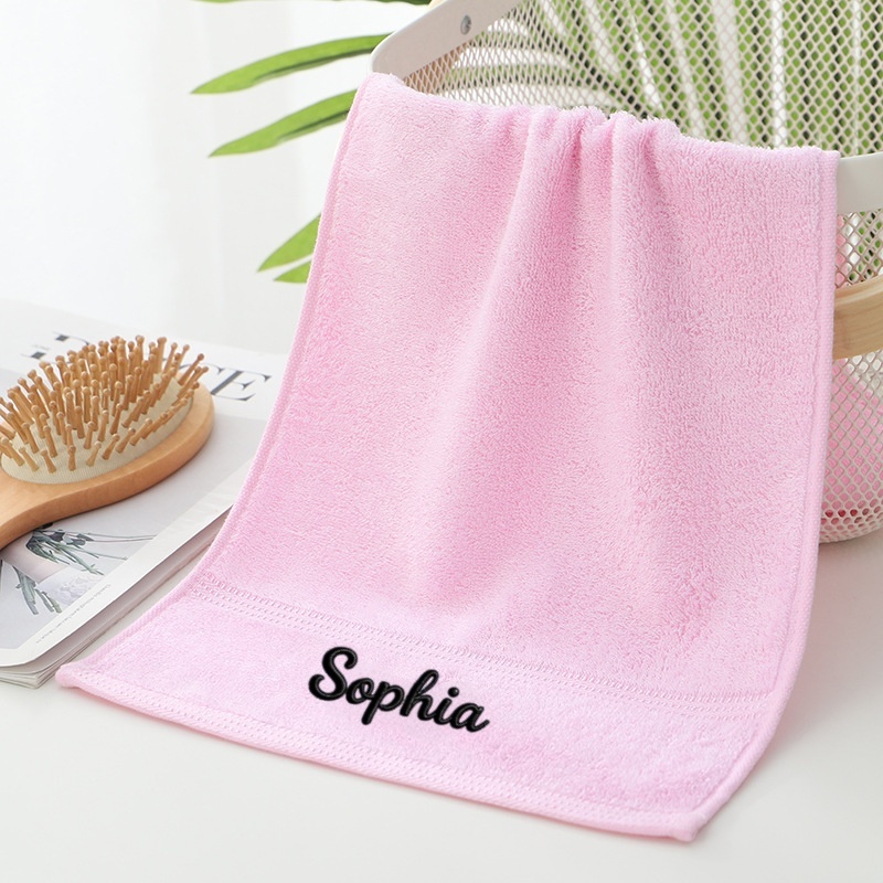 TEMU Custom Personalized Name Embroidered Towel - Plain Towel, Simple Yet Sophisticated, Long-, Enhances , Soft And Absorbent, Essential For Travel