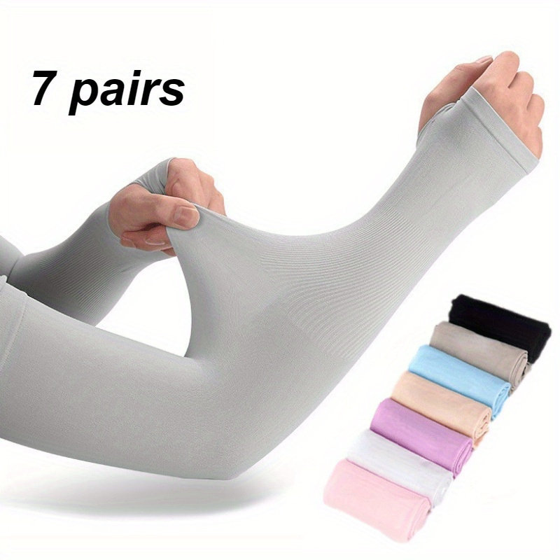 E-shop Sieben Paar einfarbige Langarmhandschuhe in verschiedenen Farben () Sommer Damen Fahrhandschuhe (Dünne Type) Atmungsaktive elastische Armwärmer