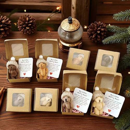 worry bear pocket hug with greeting card cute plush teddy bear gift for weddings christmas thanksgiving and new year comforting friendship keepsake for teddy bear stuffed animal
