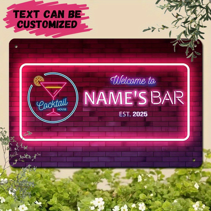 Image of (customized) 1pc Personalized Wall Sign, Custom Indoor/outdoor Metal Plaque, Retro Wall Decor, For Home, Cafe, Garden, Event Decoration, 8x12inch(20x30cm) Halloween Christmas Decoration