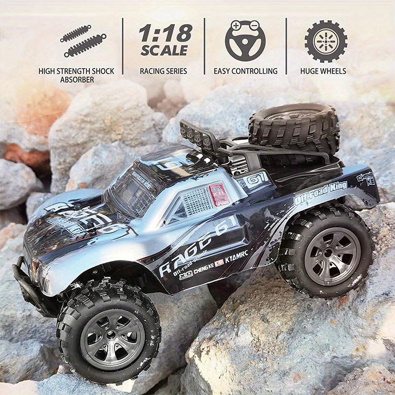 KYAMRC1:18 MPH High-Speed Off-Road RC Car - 2.4G Short Car Racing Climbing Vehicle, 4-Wheel Off-Road Design, USB Rechargeable, 4 Colors (Red/Green/Blue/White) for Outdoor Adventures, Adventure Gear, Durable Plastic Body