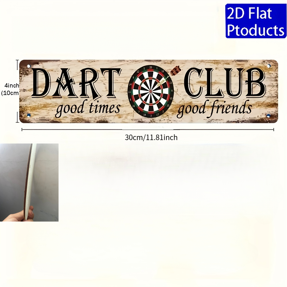 TEMU 2d Flat, 1pc Wood Dart Board Wall Sign - Traditional Suitable For Game Rooms, Cave Decor, Bars & Beer Clubs - Dart Club Plaque For Home, Dorm,