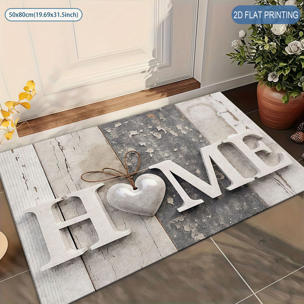 TEMU 1pc 2d Flat Home Distressed Mottled Wood Grain Rope Three-dimensional Character Floor Mat, Soft, Anti-slip Design, Washable, Suitable For