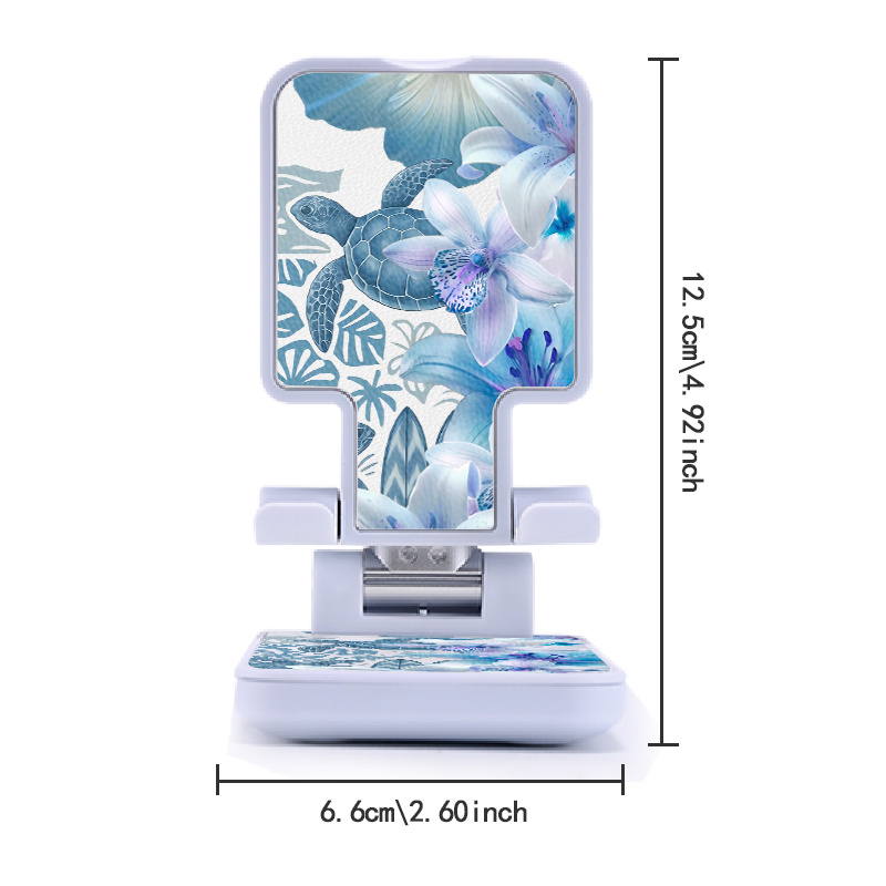 TEMU Portable Stand With Adjustable Height & Angle Ocean Turtle Bloom Pattern Print Non Abs Material, Folding Design, Easy To Open And Use, Stable &