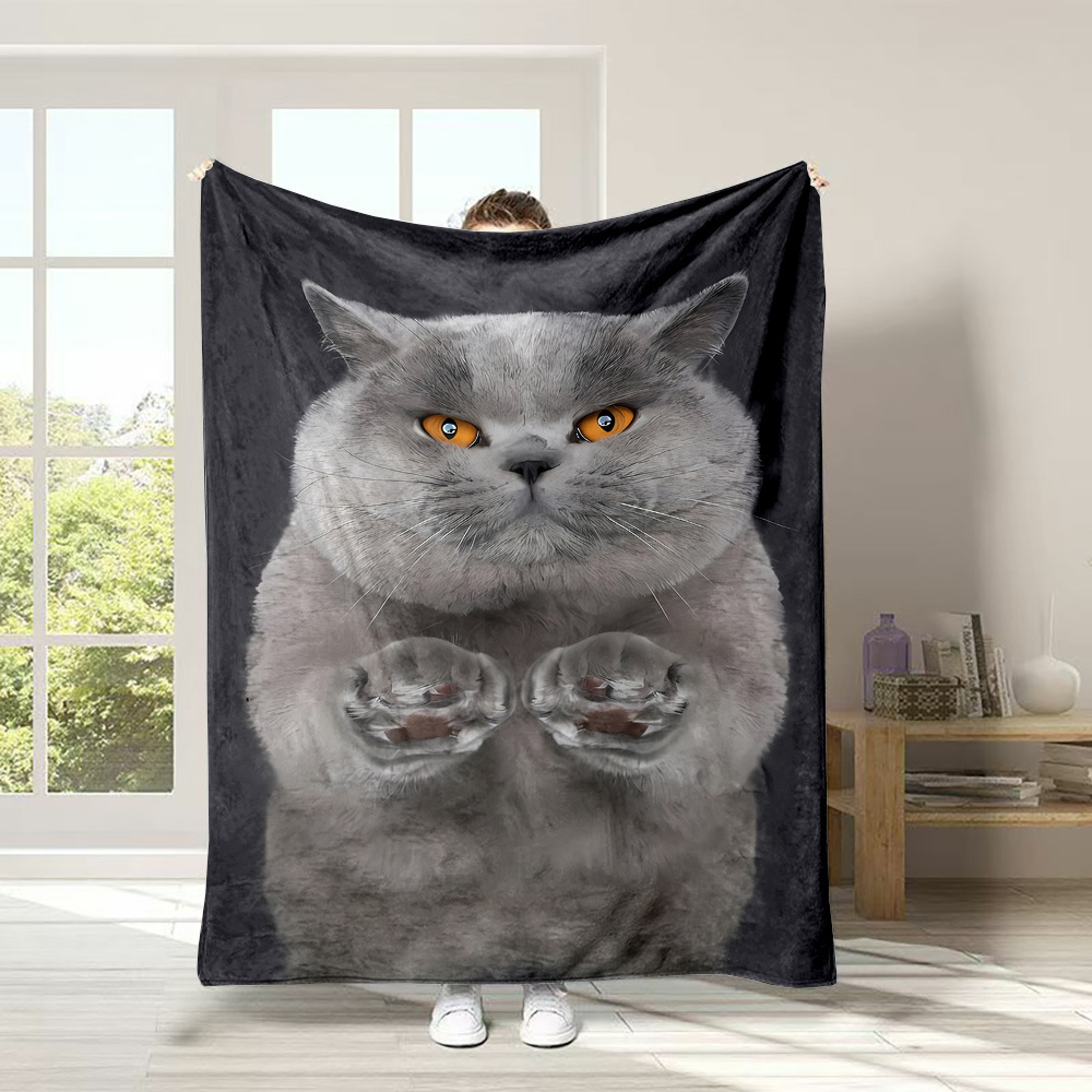 

1pc British Shorthair Cat Flannel Blanket - , , , Non-woven , Contemporary , Theme, 200-250gsm, For , Car, Bed, Sofa, Use, Christmas Or