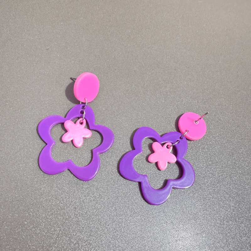 Women's Contrast Floral Pendant Earrings, Y2K Style