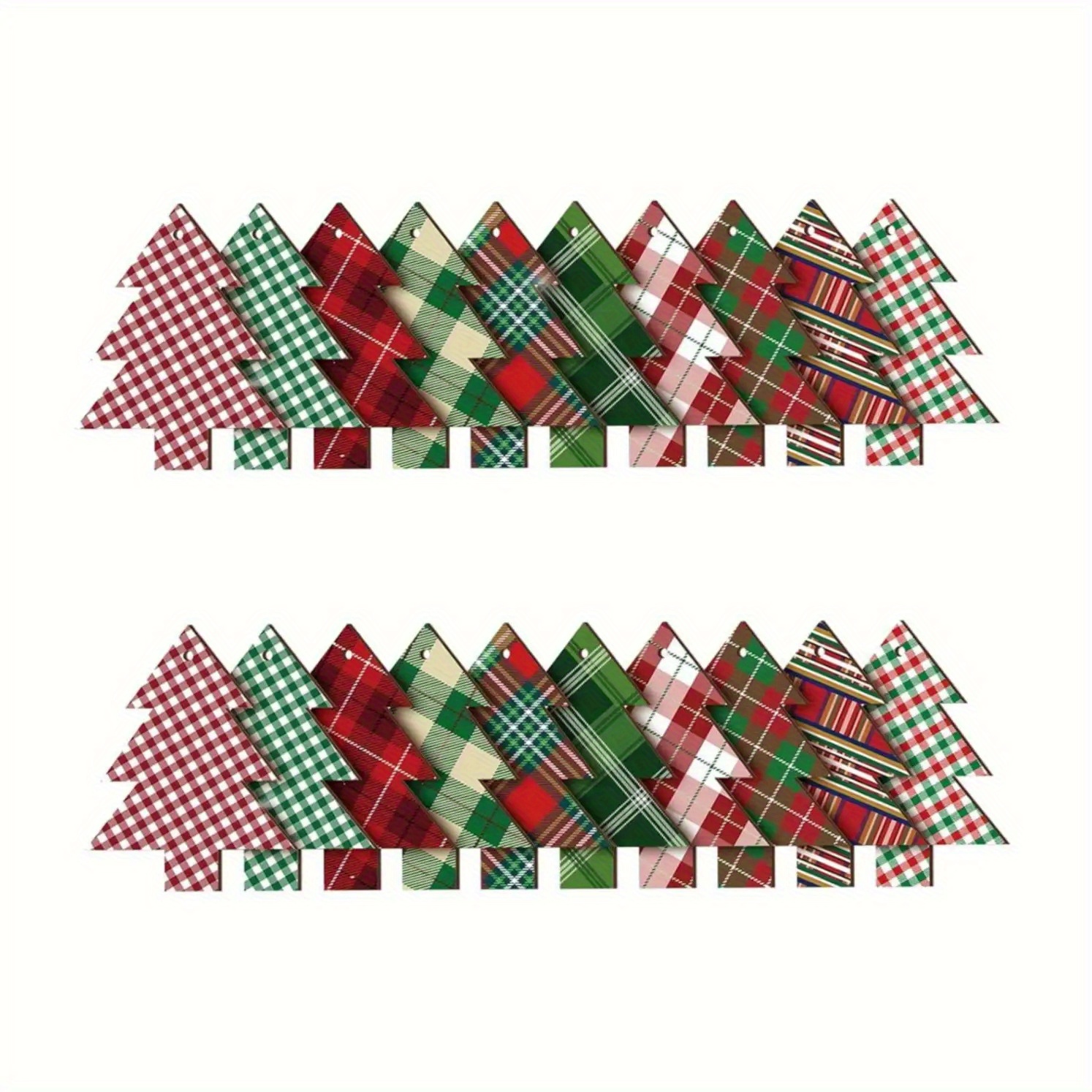 TEMU 2D - 20 Juegos de Adornos Navideños de Árbol de Navidad de Madera Vintage en un Diseño 2D, con Etiquetas de Estilo Art Décor con Cuerda de