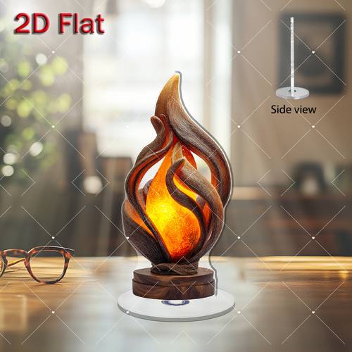 2d flat 1pc realistic flame effect revolving fire effect desktop 2d flat acrylic outdoor tabletop fireplace with non combusting flickering operation for office or relaxation no fuel 2d flat