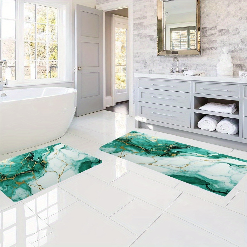 2 tlg./3 tlg. badezimmer fußmatten set grün weißem