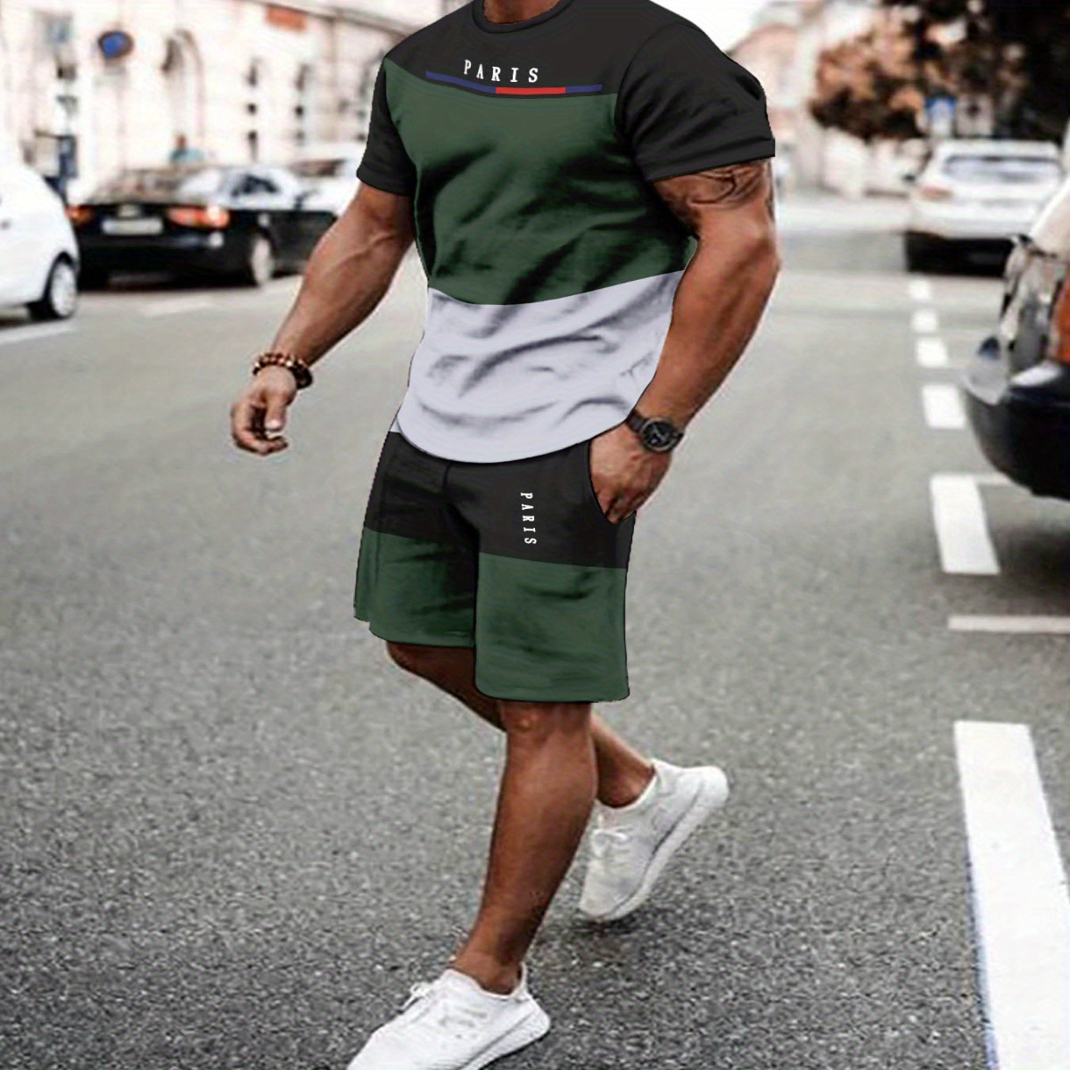 

Men's Breathable Outdoor Casual T-shirt And Shorts Set, Summer 3d Printed Outfit For Adults.
